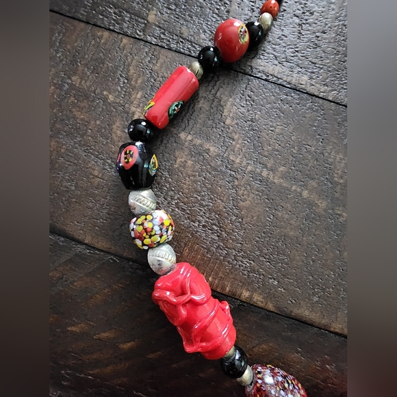 VINTAGE NECKLACE HANDCRAFTED AFRICAN ARTISAN BEADS - Picture 3 of 16